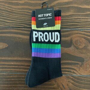 5/$20 NEW 9-11 Women's PROUD Rainbow Pride Crew Socks